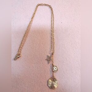 Elegant 22” Gold Necklace with Star and Crystal Accents